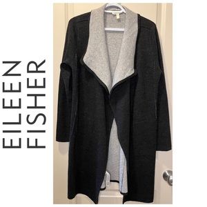 Eileen Fisher Black and Gray Cardigan